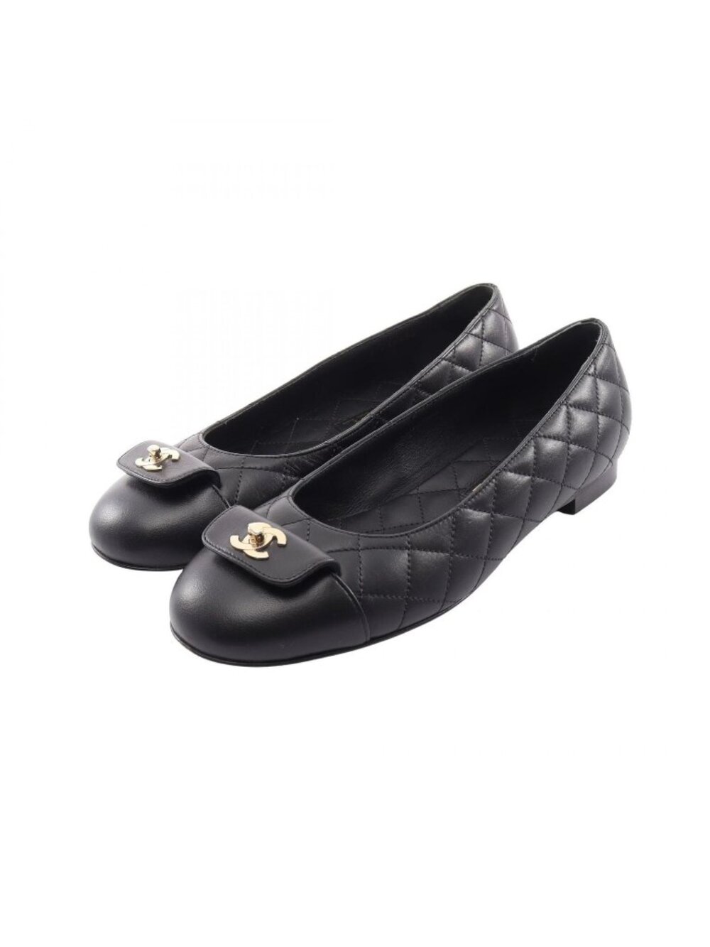 Chanel Quilted Turnlock Leather Flat Shoes